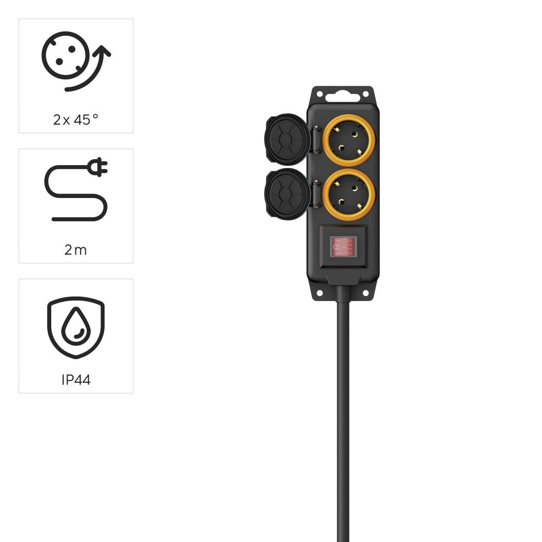 Hama 00223062 Gartensteckdose Schwarz erhöhter Berührungsschutz, mit Schalter