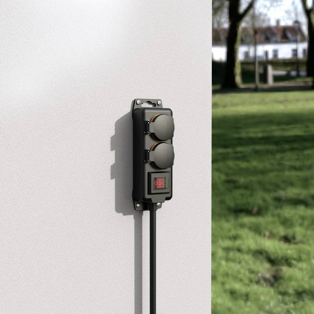 Hama 00223062 Gartensteckdose Schwarz erhöhter Berührungsschutz, mit Schalter