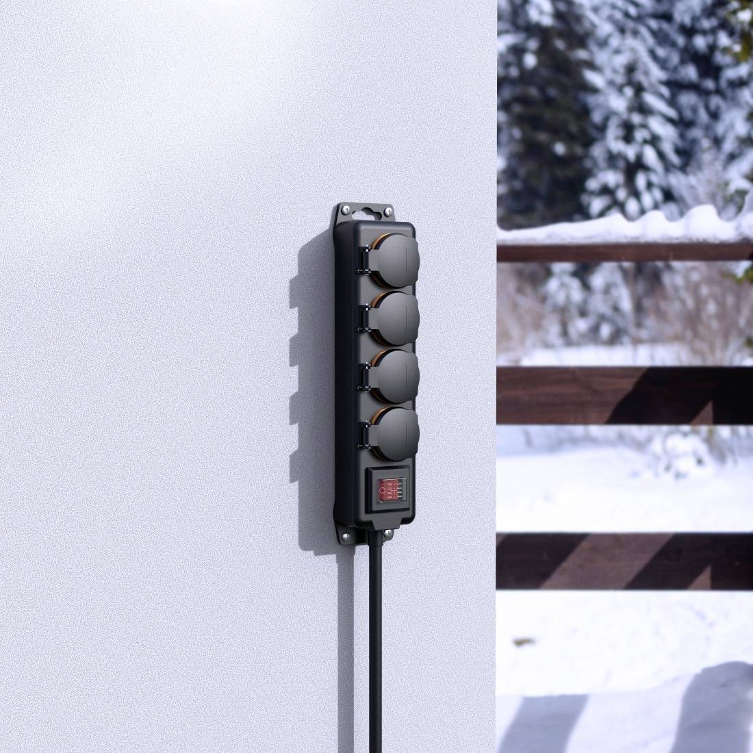 Hama 00223063 Gartensteckdose Schwarz erhöhter Berührungsschutz, mit Schalter