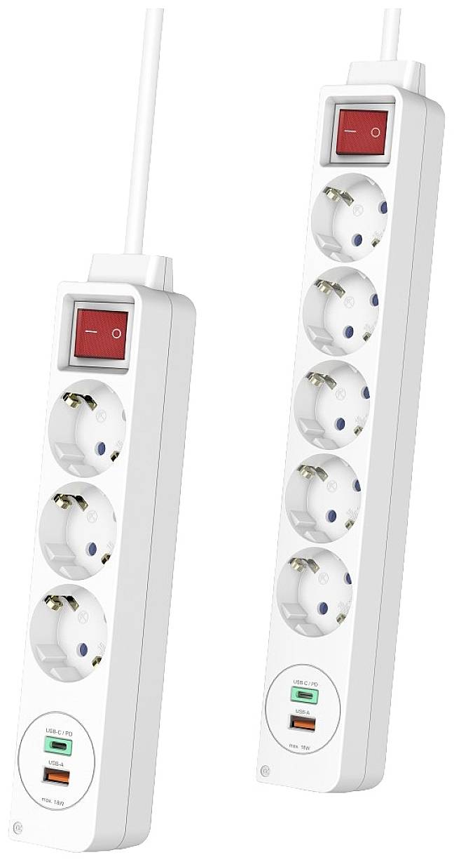 Hama 00223186 Steckdosenleiste mit Schalter Weiß Schutzkontakt 1 St.