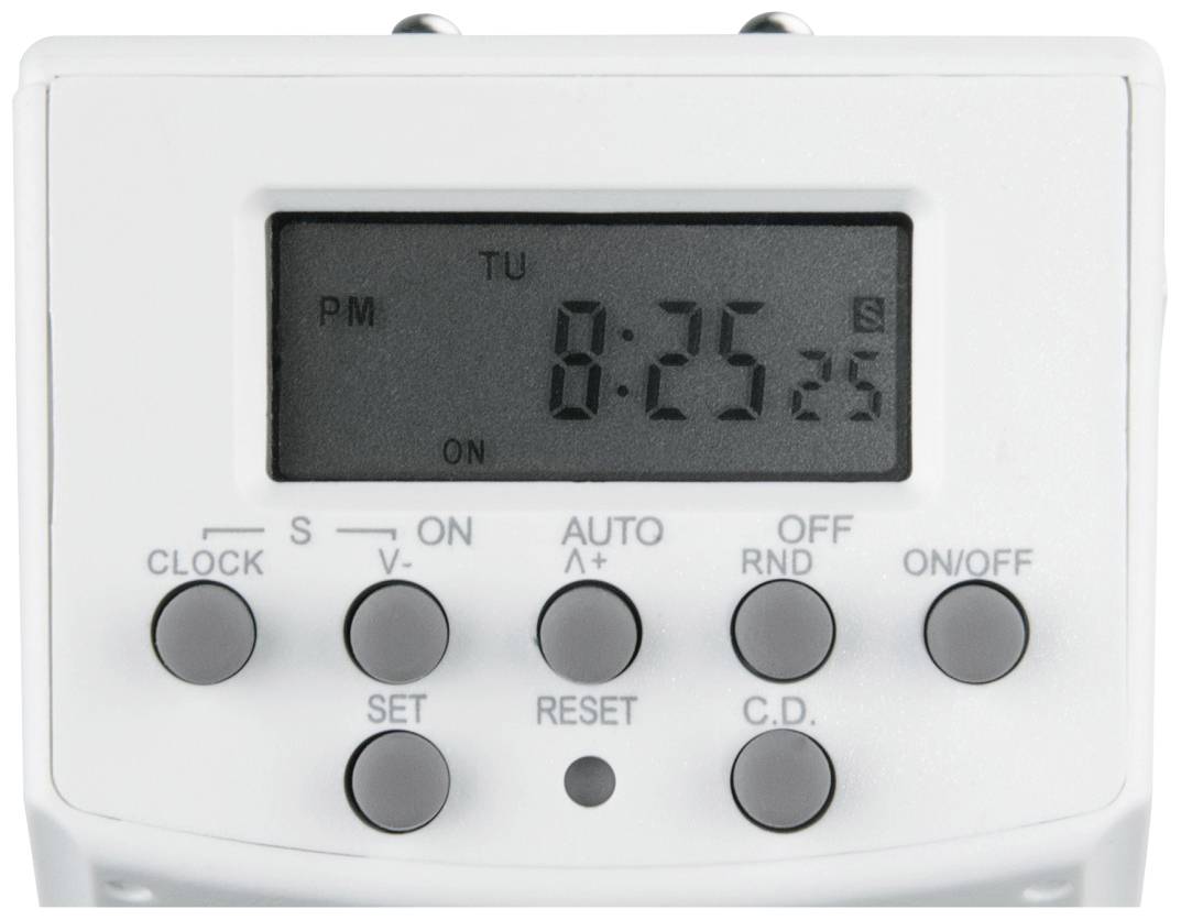 Hama 00223306 Zeitschaltuhr digital Tagesprogramm, Wochenprogramm Dauerbetrieb, Countdown-Funktion, Sommer-/Winterzeitumstellung, Zufallsfunktion