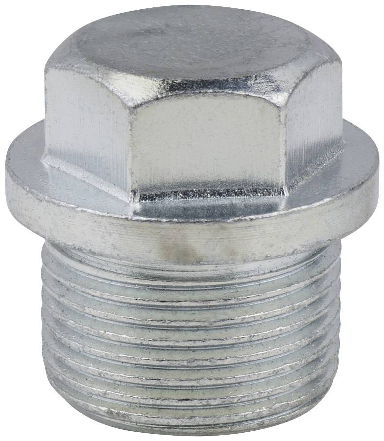 Metallschraube mit sechseckigem Kopf und Gewinde, meistens verwendet zur Befestigung oder Verbindung von Maschinenteilen.