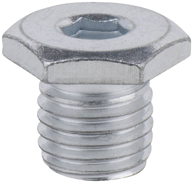 Sechskantschraube mit flachem Kopf und Gewinde, aus Metall. Hauptsächlich verwendet in Maschinenbauteilen.