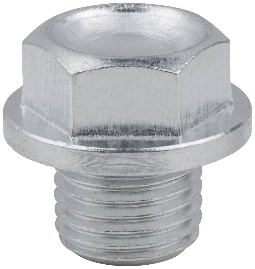 Metallene Sechskantschraube mit flachem Kopf und Schraubgewinde.