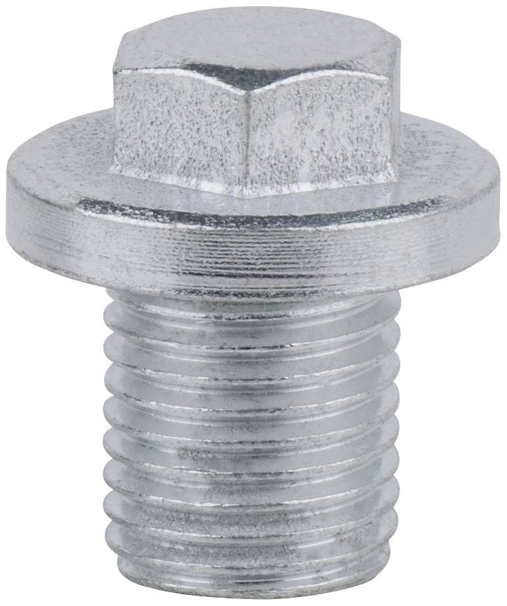 Silberfarbene Metallschraube mit Sechskantkopf und Gewinde, verwendet zur Befestigung von Bauteilen in Maschinenbau und Handwerk.