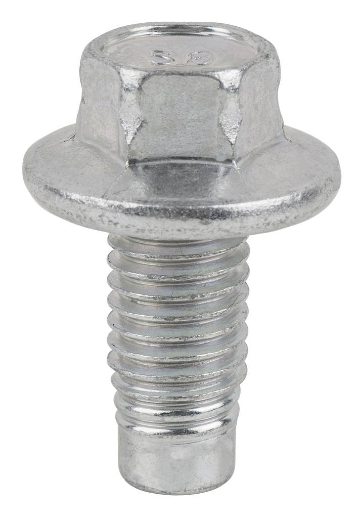 Metallschraube mit sechskantigem Kopf und Unterlegscheibe, silberne Farbe. Designed für festen Halt bei mechanischen Verbindungen.