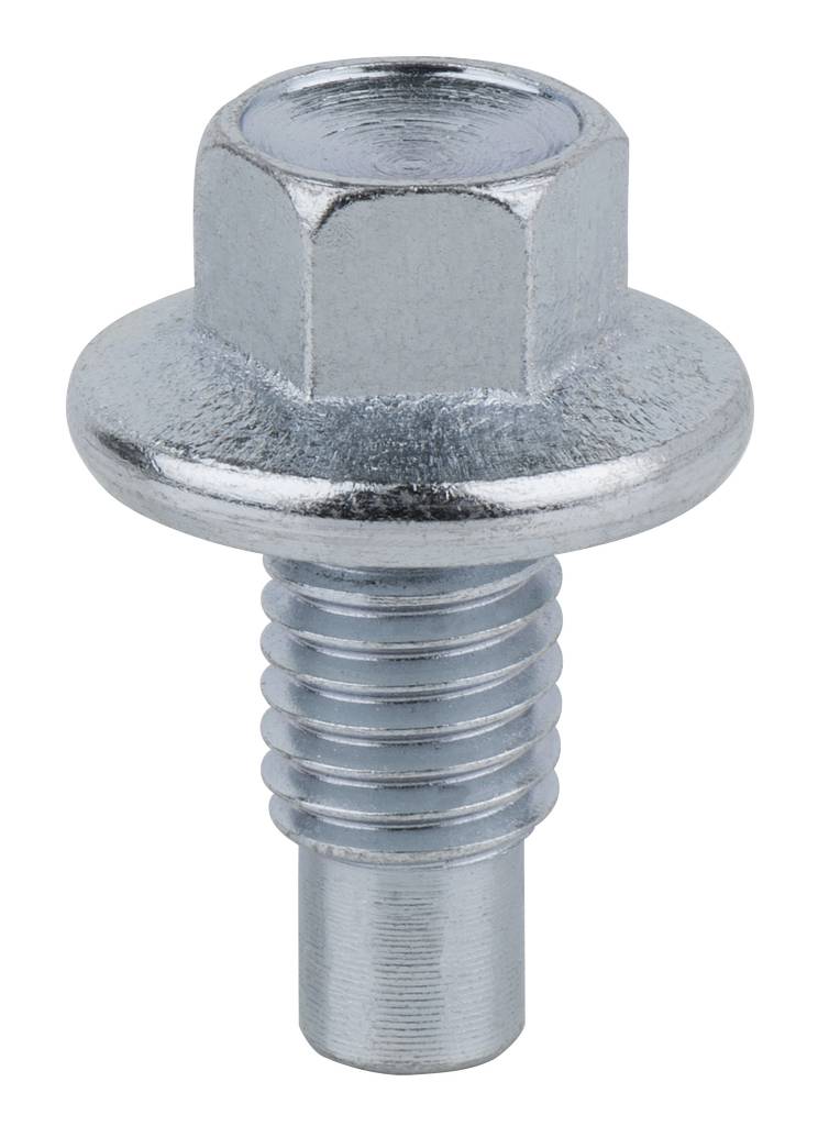 Ein silberner Sechskantschraubenbolzen mit Gewinde und glatter Spitze. Geeignet für metallische Verbindungen und Maschinenbau.