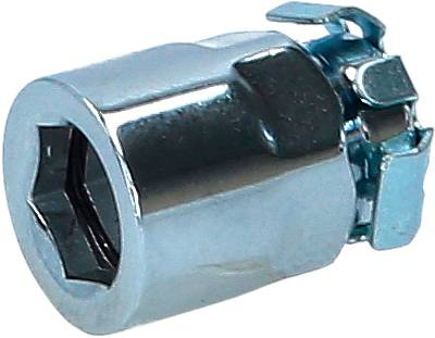 Metallklammerverbinder mit sechseckiger Aufnahmeöffnung, glänzend, für elektrische Leitungen, geeignet zur sicheren Verbindung.