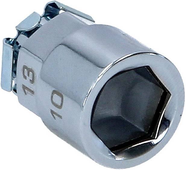 Steckschlüsseleinsatz aus Metall, Größe 10 mm.