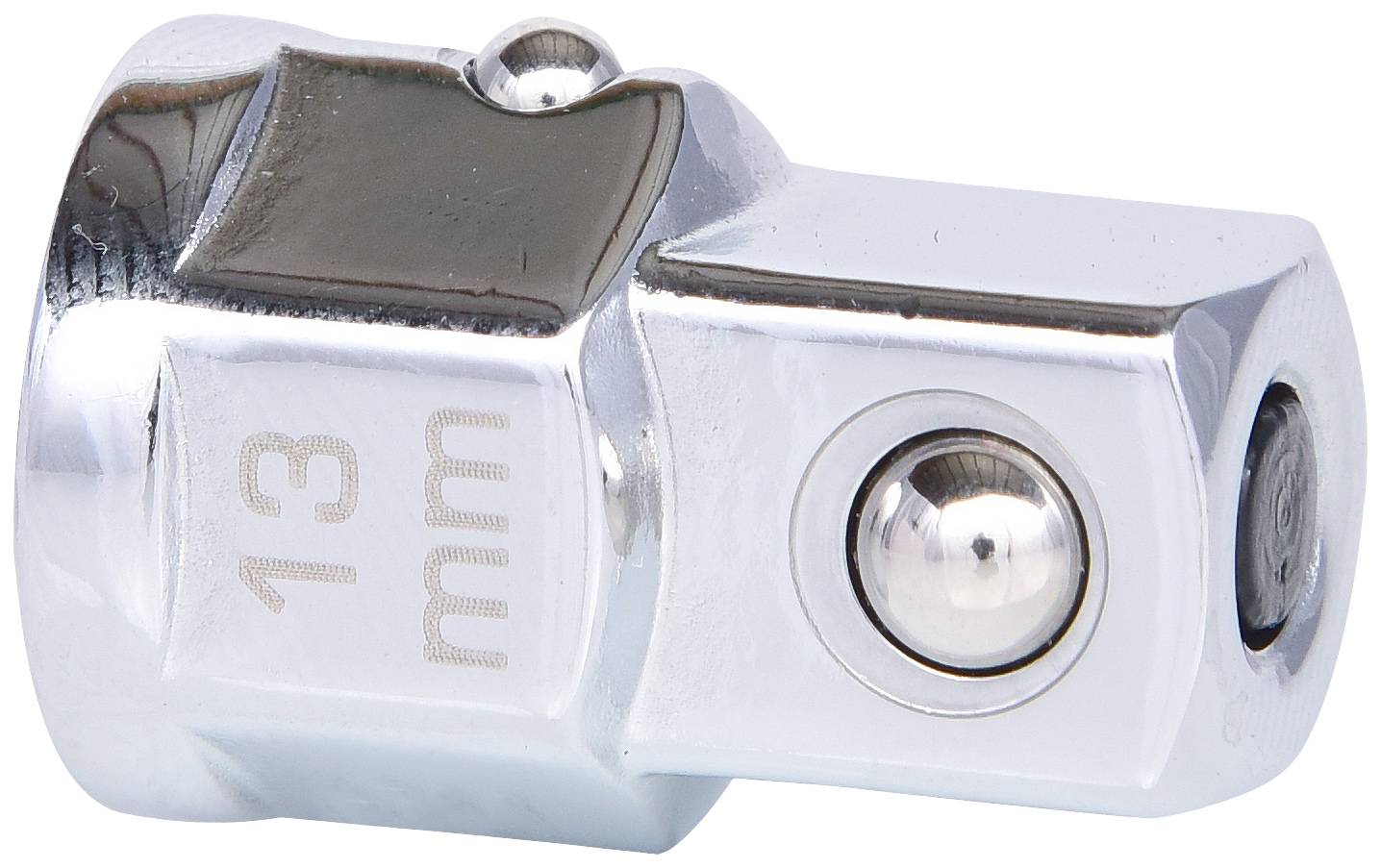 Metalladapter mit glänzender Oberfläche, graviert mit '13 mm'.