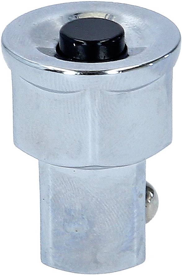 Metallischer Bolzen mit schwarzem Knopf oben, Zylinderform. Wird häufig in mechanischen Anwendungen als Verriegelungsstift verwendet.