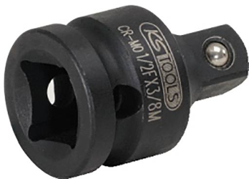 Ein Drehmomentwerkzeugadapter aus schwarzem Metall mit quadratischer Öffnung und Aufschrift 'KS Tools'. Verwendet für Steckschlüsseleinsätze.
