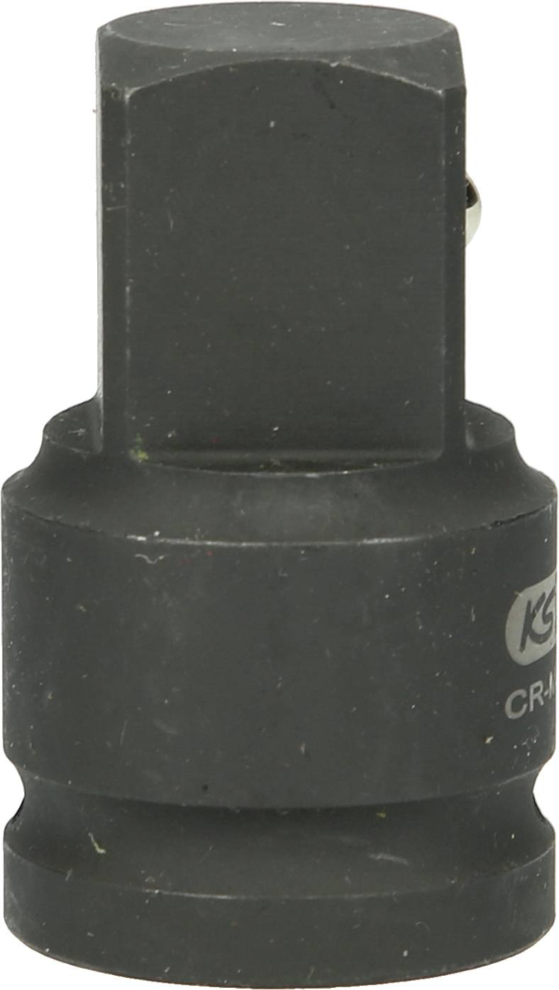Ein schwarzer Adapter aus Metall mit einem quadratischen Ende, das in ein Werkzeug oder eine Maschine eingesetzt werden kann.