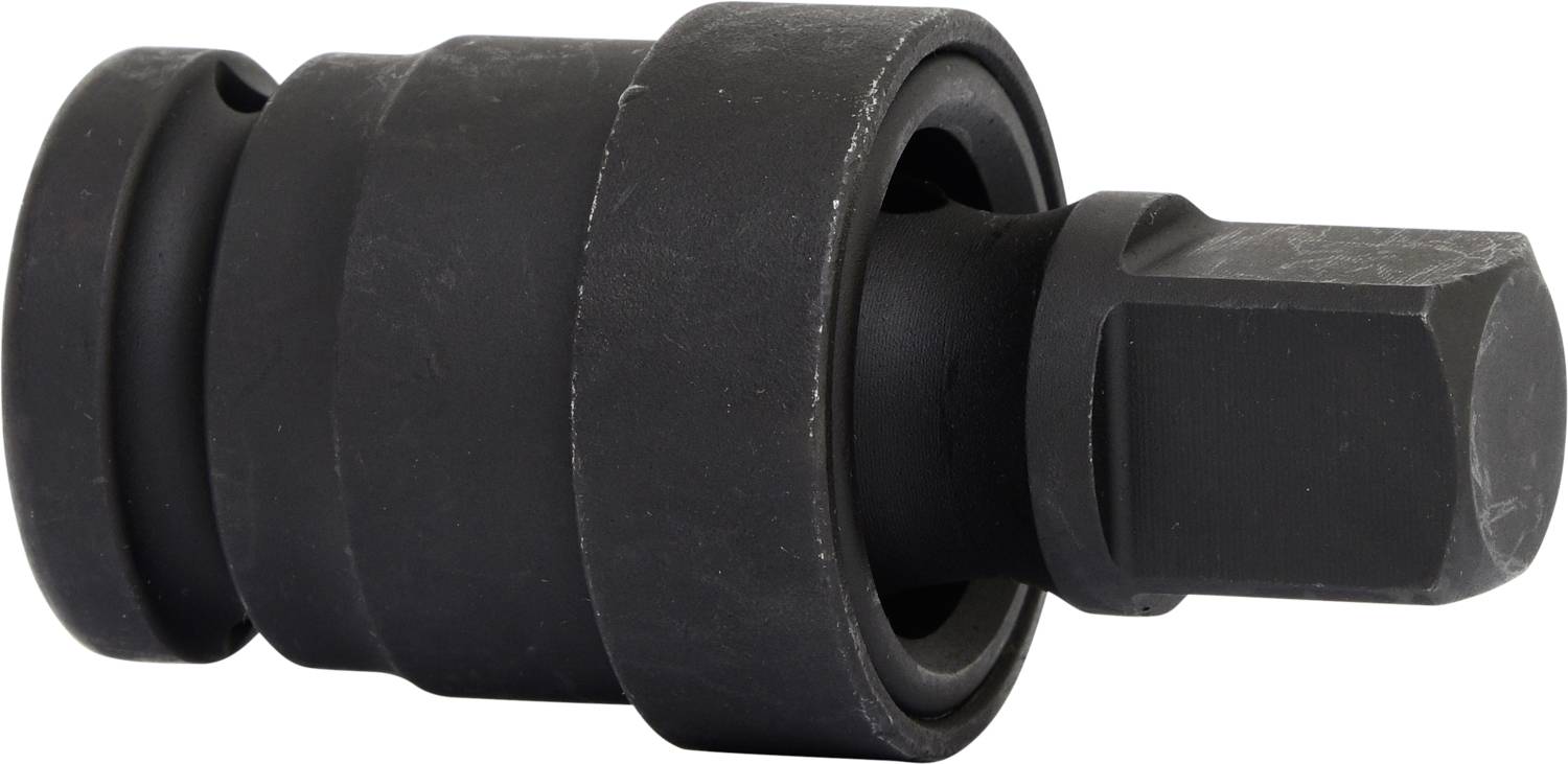 Ein schwarzes, zylindrisches Metallwerkzeug mit einem sechskantigen Kopf. Dient zur Verbindung oder Befestigung von Teilen.