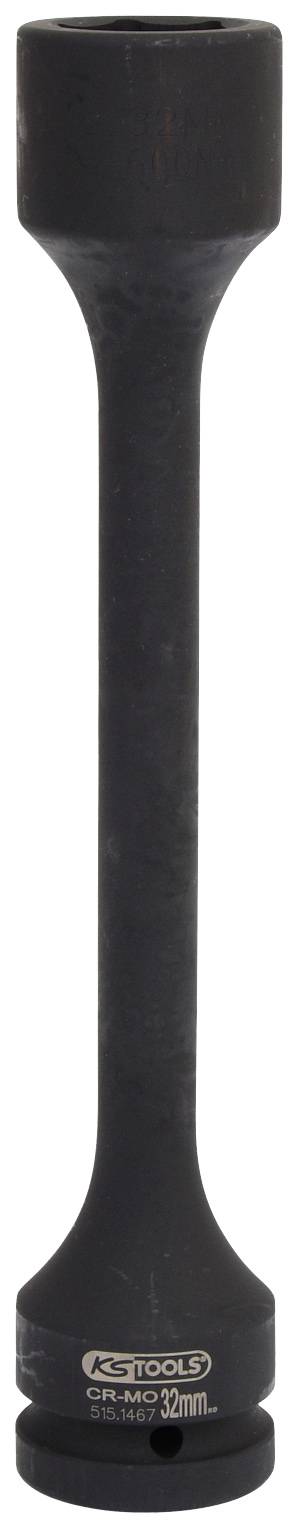 Ein metallner Steckschlüssel-Verlängerungsstab, schwarz, mit Aufschrift 'KS Tools'.