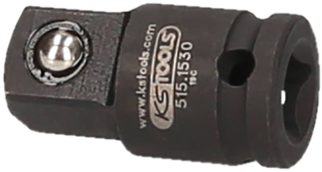 Ein schwarzer Adapter von KS Tools mit einem kugelförmigen Gelenk, Modellnummer 515.1530, verwendet für die Verbindung von Steckschlüsseln.