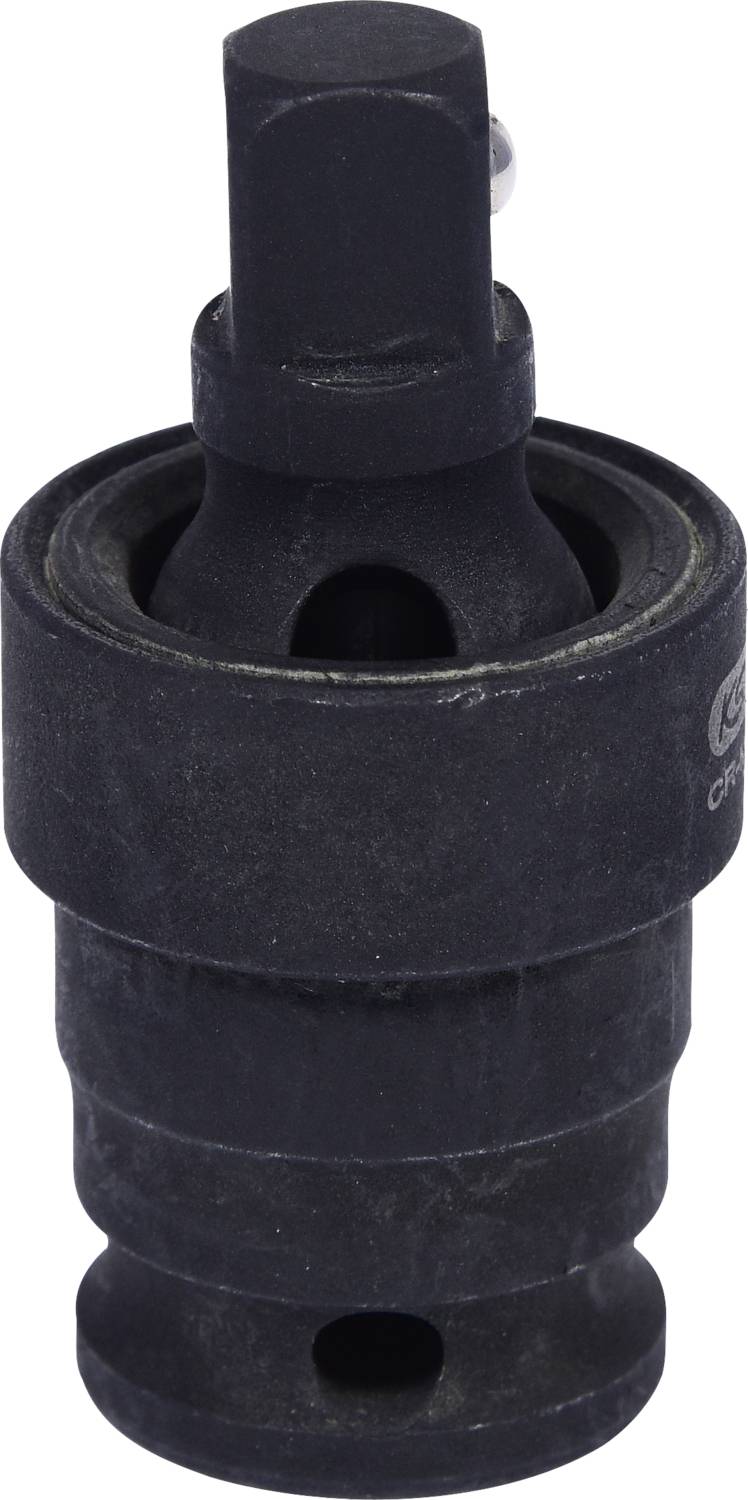 Ein schwarzer Drehmomentadapter mit kugelförmigem Gelenk und Öffnungen an beiden Seiten, die Flexibilität bei der Montage bieten.