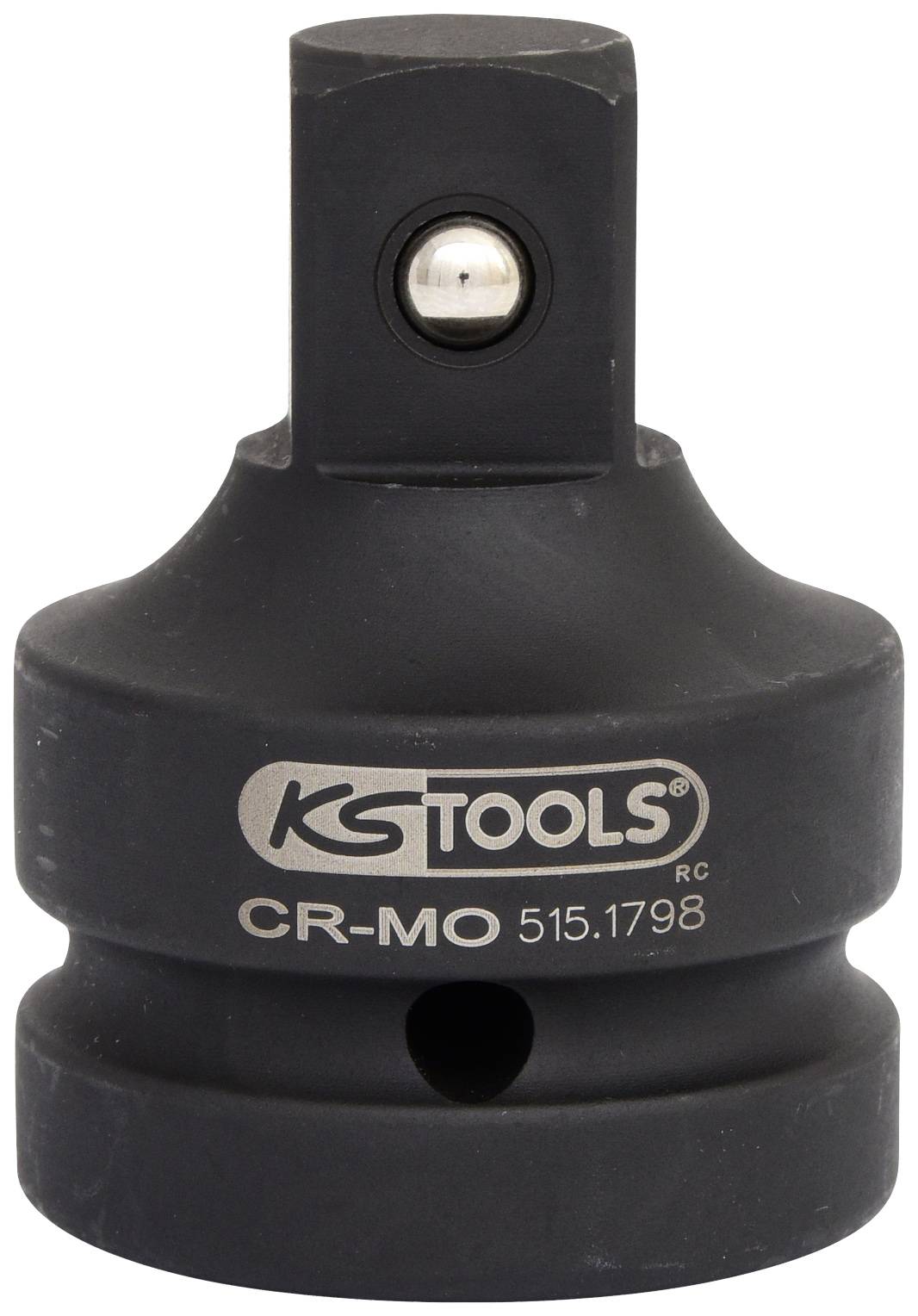 Adapter für Steckschlüsseleinsätze, schwarz, mit 'KS Tools' Logo, Modellnummer 515.1798, quadratischer Antriebsstift oben.