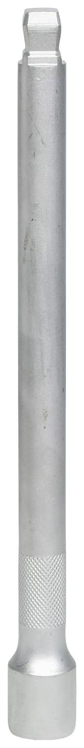 Ein silberner Metallstift mit geriffeltem Griff und glattem Schaft liegt vertikal.