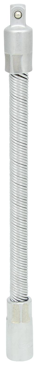 Flexibles Verlängerungsstück aus Metall, zylindrisch, mit geriffelter Oberfläche und Befestigungsaufsätzen an beiden Enden.