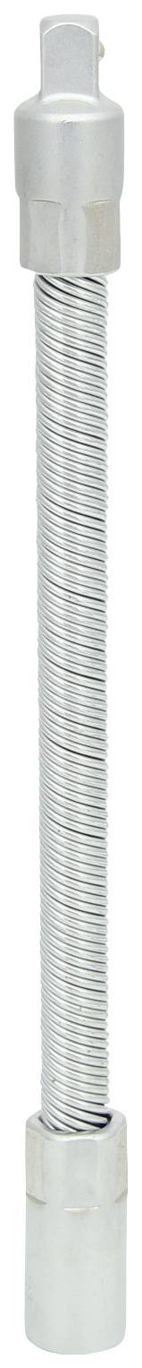 Ein flexibler Wellrohrschlauch aus Metall, geeignet für Sanitär- oder Heizungsinstallationen, mit muffenartigen Enden zur Verbindung.