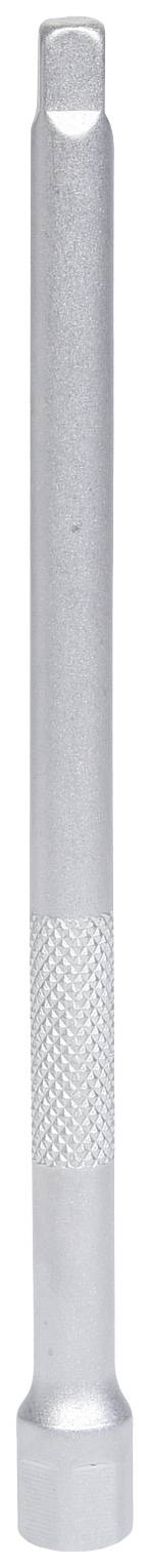 Ein silberner Metallstift mit geriffelter Textur im unteren Bereich und glatter Oberfläche oben.