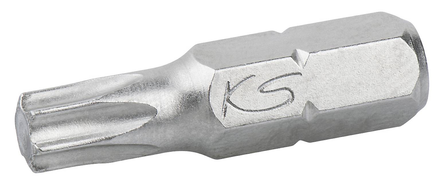 Silberner Torx-Bit mit sechs Zacken und der Gravur 'KS' auf der Seite.