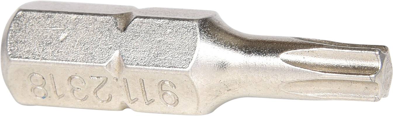 Ein silberner Torx-Bit mit der Gravur '9112318' auf der Seite, geeignet für präzises Schrauben bei handwerklichen Arbeiten.