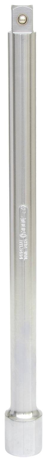 Eine silberne zylindrische Metallstange, möglicherweise ein Verlängerungswerkzeug, mit sechseckigem Profil und einer abgerundeten Spitze.