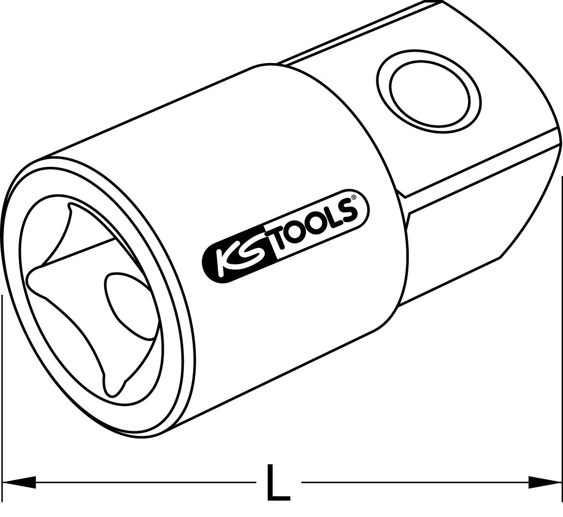 Eine Stecknuss von KS TOOLS mit einem quadratischen Antrieb und einer runden Aufnahme, dargestellt mit Längenangabe 'L'.