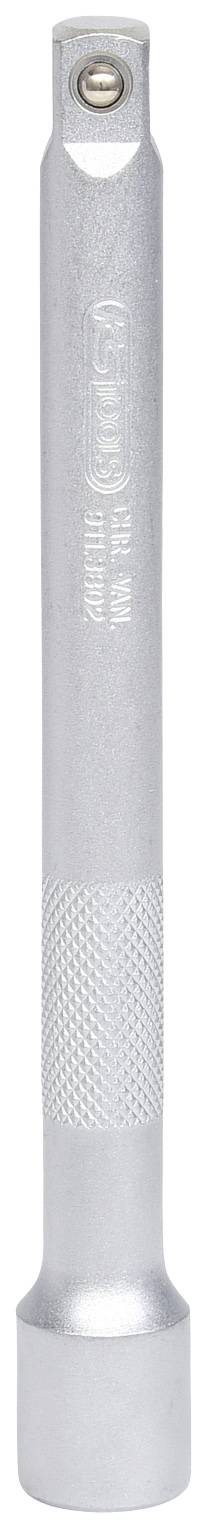 Silberne Verlängerung für Steckschlüssel mit rutschfestem Griff und quadratischer Öffnung oben. Ideal für schwer zugängliche Stellen.