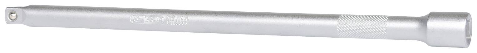 Verlängerung für Steckschlüssel, metallisch, zylindrisch, mit geriffeltem Griff zur besseren Handhabung, silberfarben.