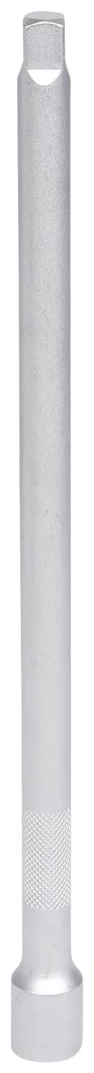 Langes, silbernes Metallrohr mit breitem Ende und schmaler Öffnung oben.