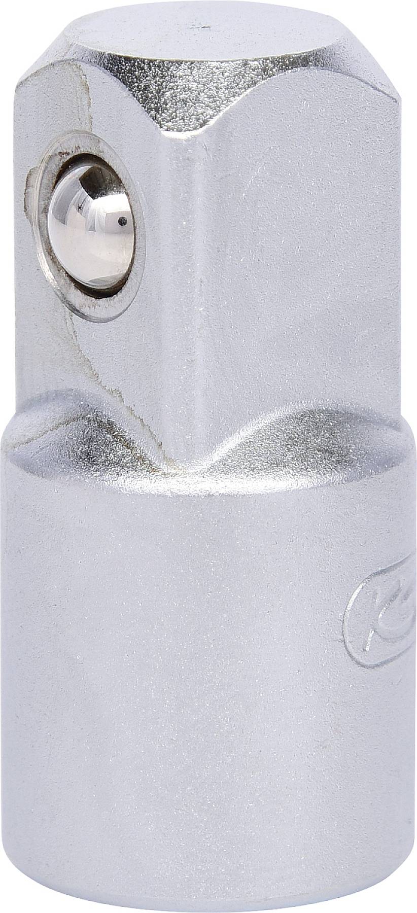 Metallischer Steckschlüsseladapter mit drehbarem Kugellager an der Seite, hauptsächlich silbern, zylindrische Form.