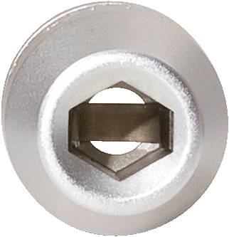 Nahaufnahme einer silbernen Schraube mit Innensechskant.