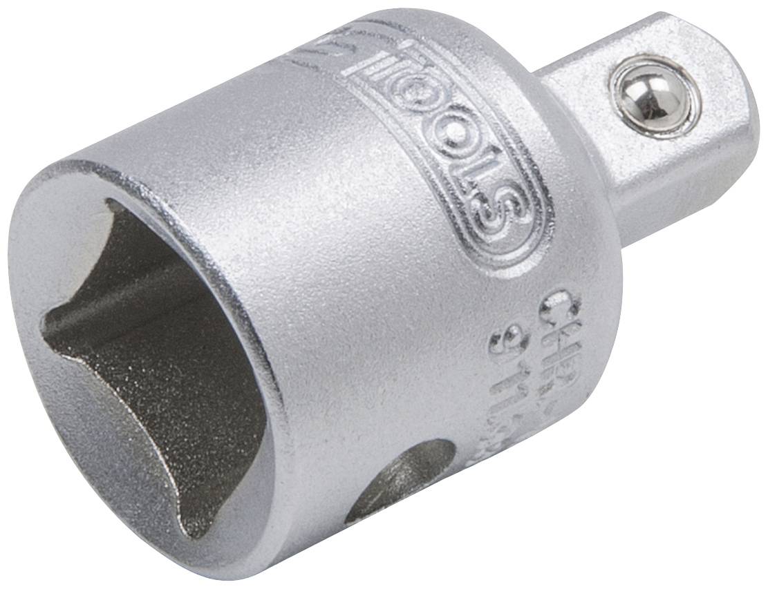 Metalladapter für Steckschlüssel, mit quadratischem Ende und runder Öffnung, zur Verbindung von Werkzeugen unterschiedlicher Größen.