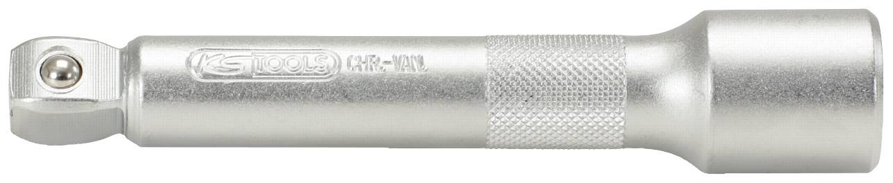 Metallische Verlängerung für Steckschlüssel, zylindrische Form mit gerändeltem Griff, seitlich eine Kugelarretiervorrichtung.