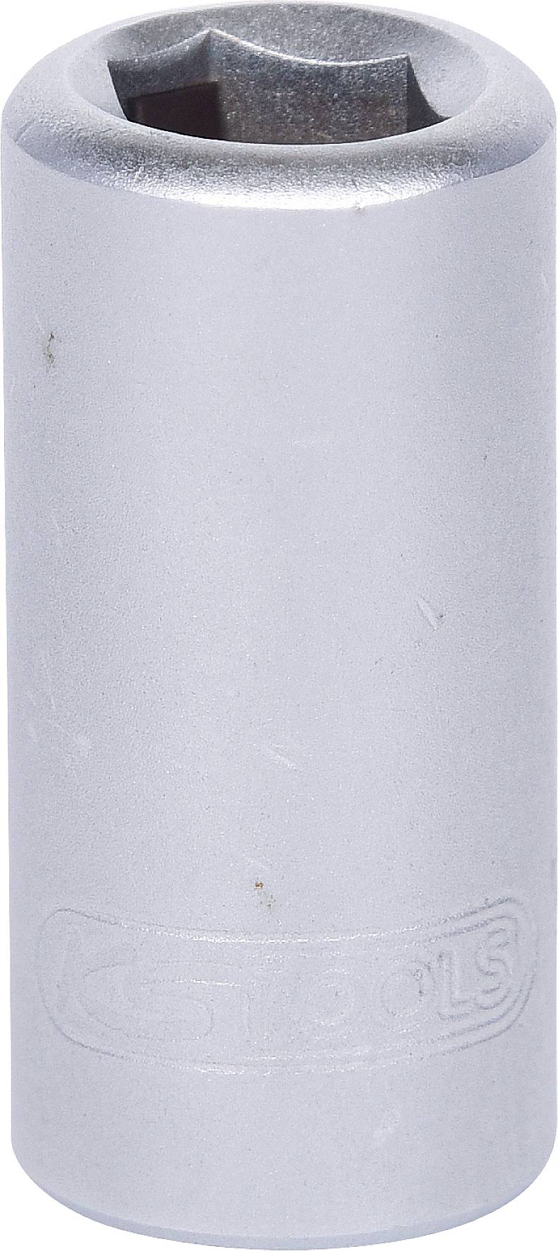 Zylindrische Sechskant-Stecknuss aus Metall, benutzt zum Festziehen oder Lösen von Schrauben mit passenden Schraubenschlüsseln.