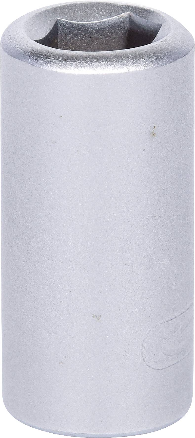 Silberne Stecknuss mit einer Sechskantöffnung oben, zur Aufnahme eines Schraubenschlüssels.