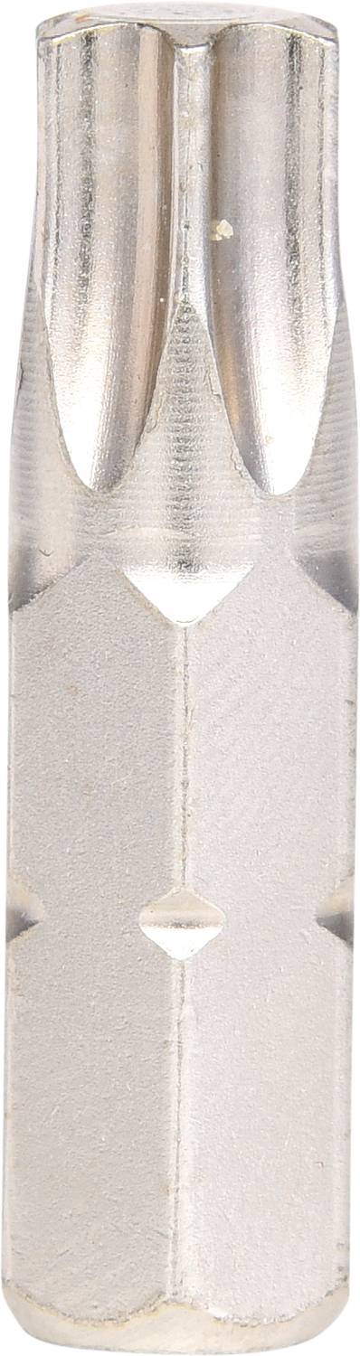 Ein silbernes, metallisches Werkzeug mit zylindrischer Form und geriffelten Kanten, vermutlich ein Bohr- oder Schneidwerkzeug.