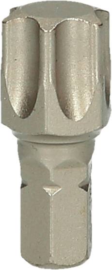 Ein silberner Schrauberbit mit sechseckigem Schaft und sternförmiger Spitze, geeignet für spezielle Schrauben und präzises Arbeiten.