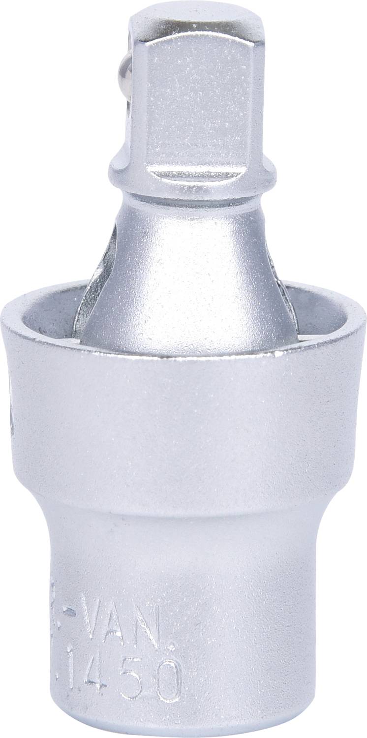 Metallischer Werkzeugadapter mit quadratischem Steckkopf, geeignet zum Verbinden verschiedener Werkzeuggrößen und -typen.