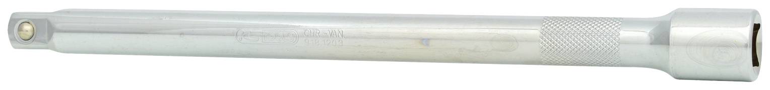 Ein silberner Metallstift, möglicherweise Teil eines Werkzeugs, liegt horizontal. Er hat eine leicht geriffelte Oberfläche für besseren Halt.