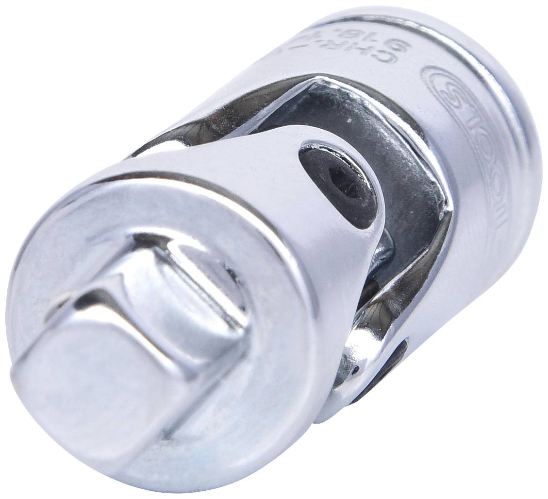 Kreuzgelenk-Stecknuss aus Metall, dient zur Verbindung von Steckschlüsseln mit schwer zugänglichen Schrauben.