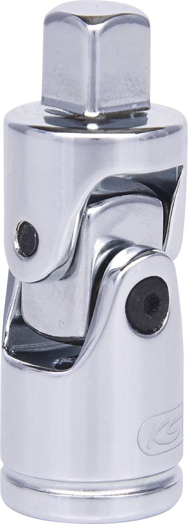Metallischer Gelenkadapter für Steckschlüssel mit schwenkbarer Verbindung, ermöglicht Flexibilität beim Anziehen oder Lösen von Schrauben.