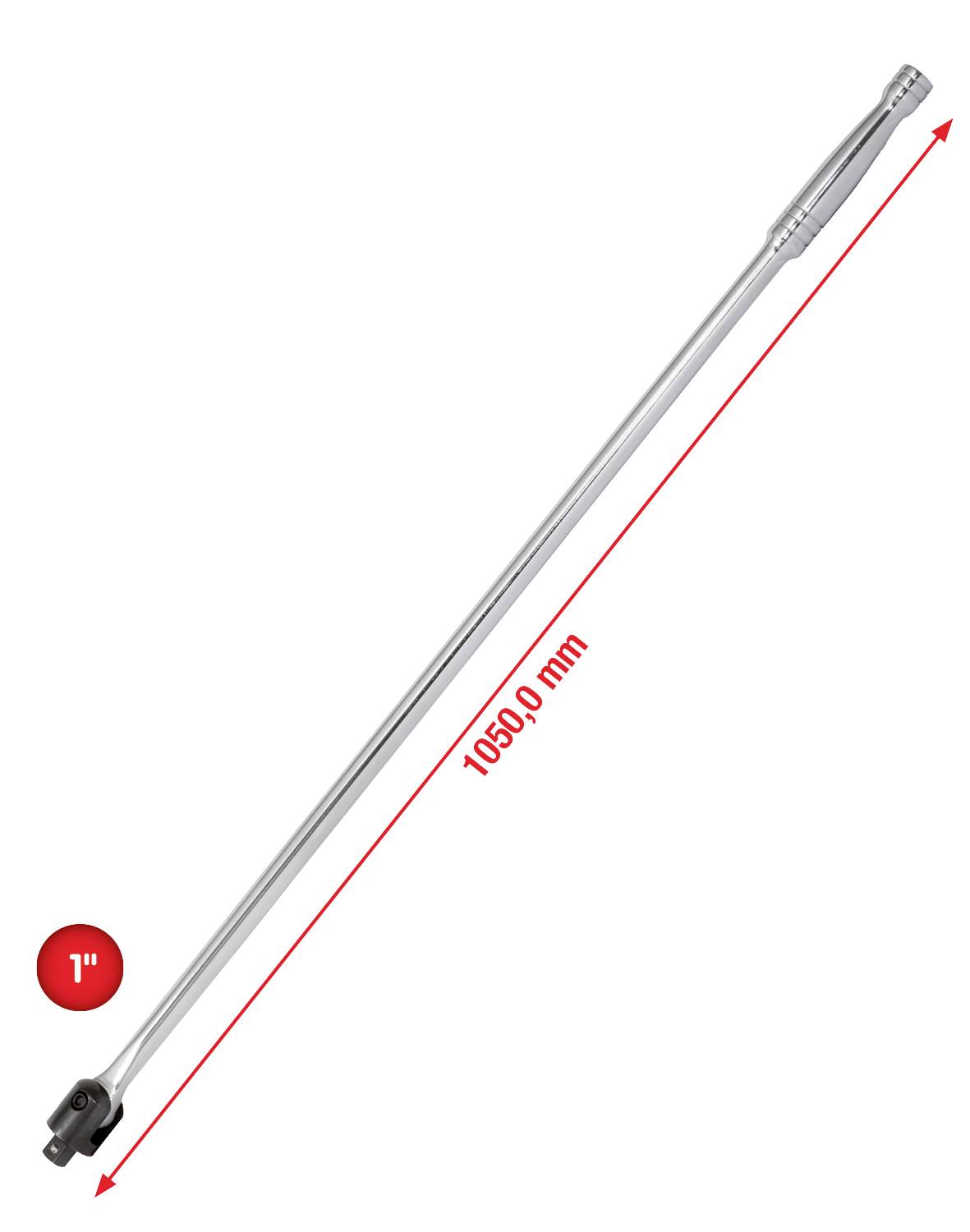 Verlängerungsstange aus Metall, 1050,0 mm lang, mit einem 1' Anschluss am Ende. Ideal für Hebelwirkung bei mechanischen Arbeiten.