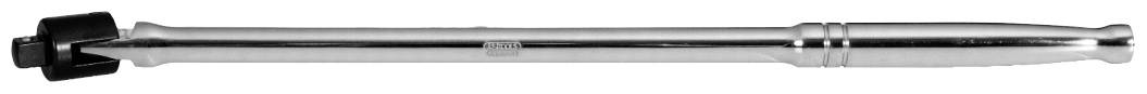 Ein silbermetallic Drehmomentschlüssel mit einem schwarzen Griff und Skala auf mattem Hintergrund.