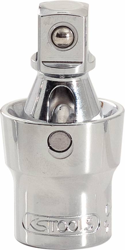 Schraubenschlüsseladapter aus glänzendem Metall mit beweglichem Gelenk.