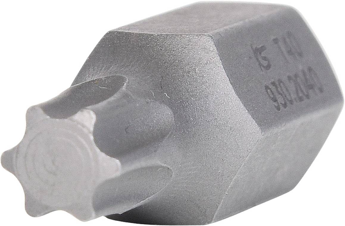 Metallischer Stern-Schlüssel mit sechszackiger Sternspitze in Grau; wird für mechanische Anwendungen verwendet.