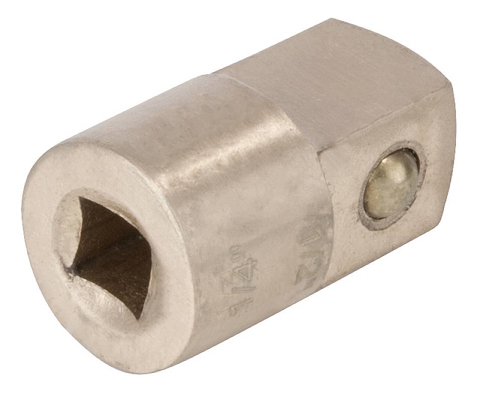 Metallaufsatz mit sechseckiger Öffnung und eingravierten Zahlen an der Seite, dient als Adapter für Werkzeuge.